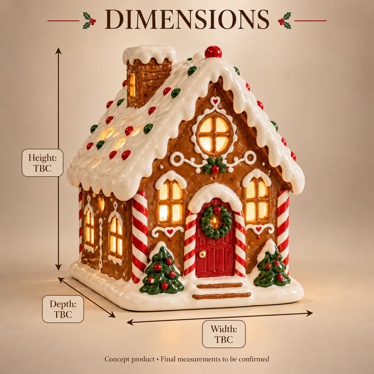 Gingerbread Cottage Lantern – Lighted Christmas Tabletop Decoration