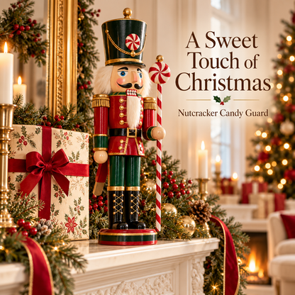 Nutcracker Candy Guard Christmas Decoration with Peppermint Staff
