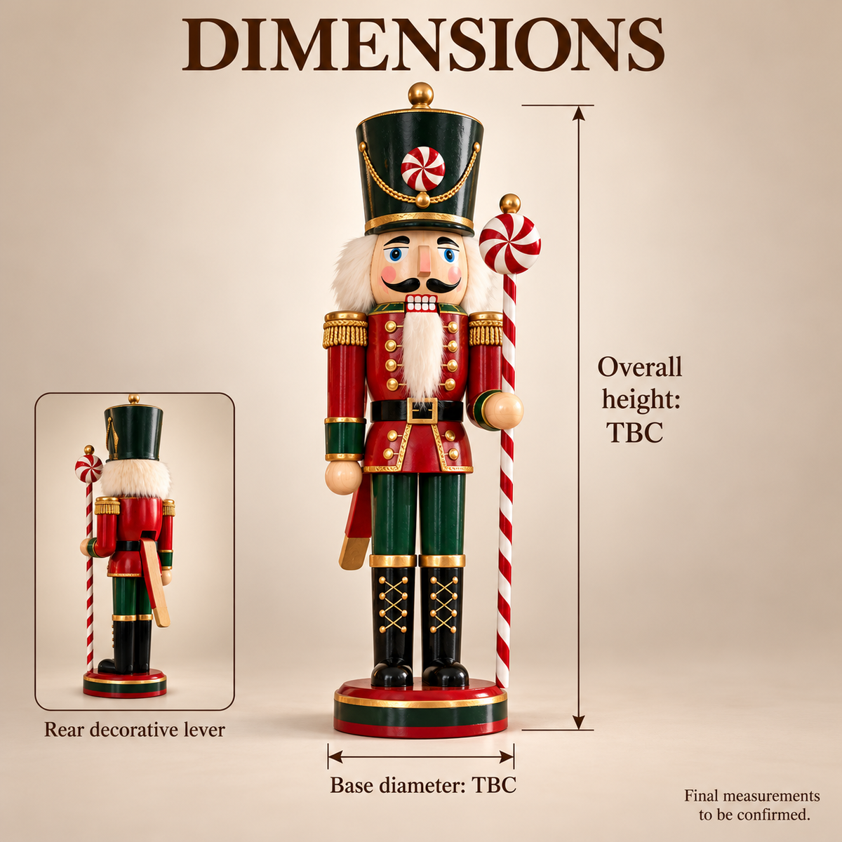 Nutcracker Candy Guard Christmas Decoration with Peppermint Staff