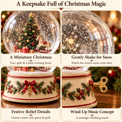 Christmas Tree Snow Globe with Festive Decorative Base