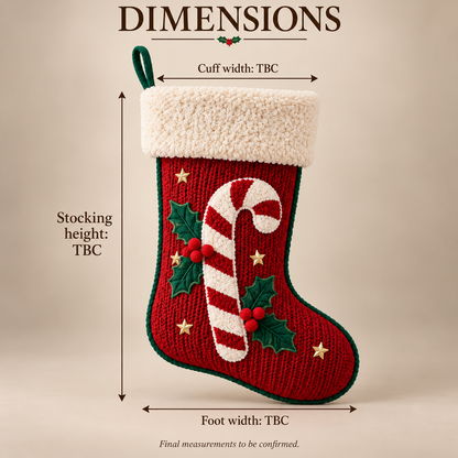 Candy Cane Christmas Stocking with Plush Cream Cuff
