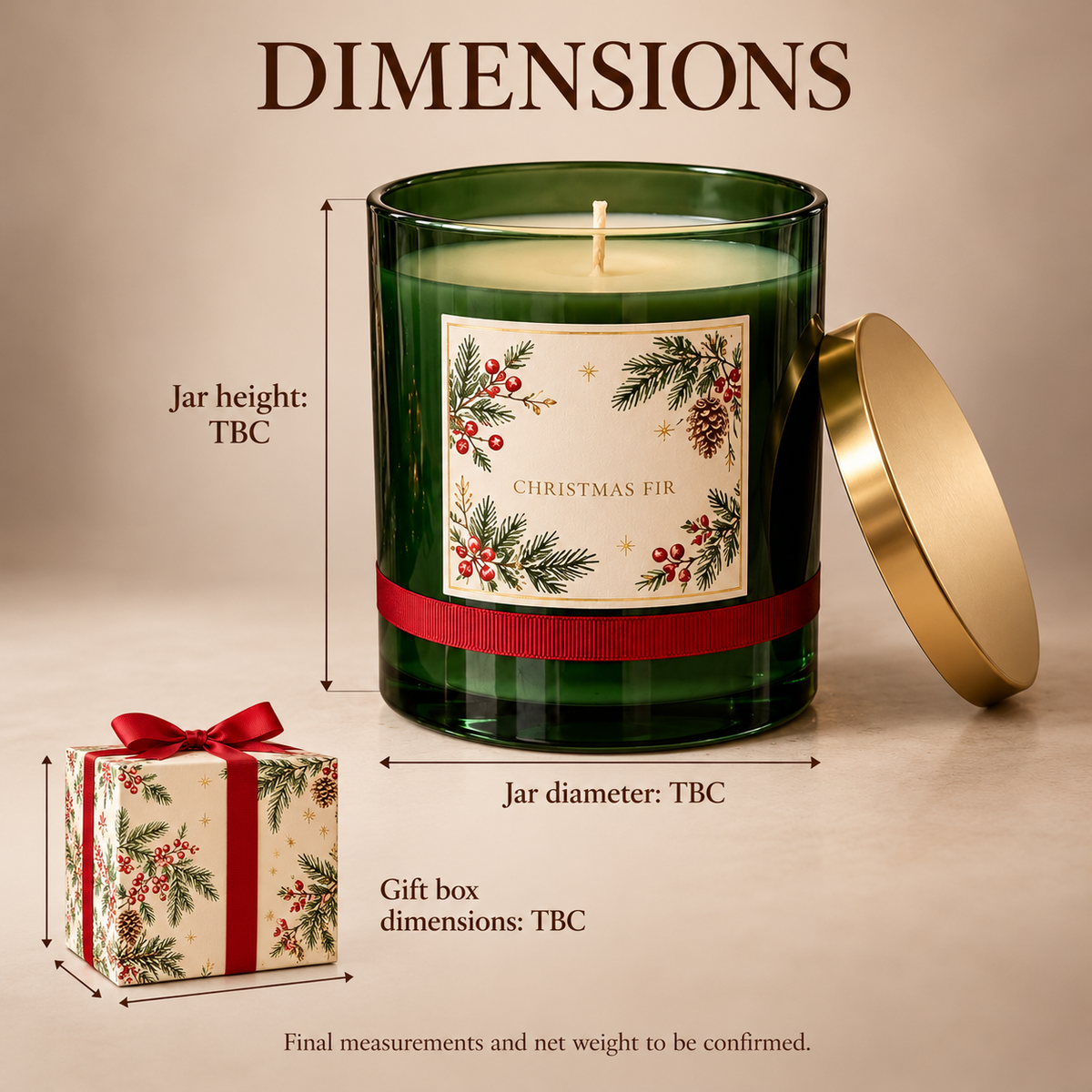 Christmas Fir Candle in Green Glass Jar